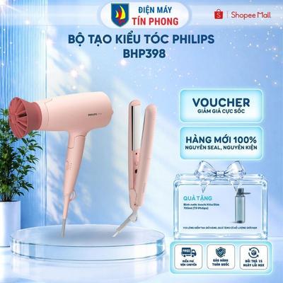 [SHOPEE OUTLET] Bộ tạo kiểu tóc Philips 2 chi tiết máy sấy & máy ép tóc BHP398, bảo hành 2 năm | Hàng chính hãng