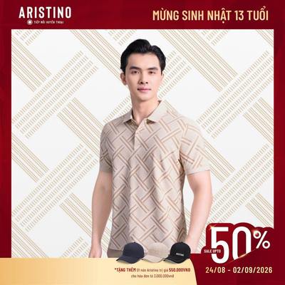 BST Đan Lát Áo Polo Nam Tay Ngắn Họa tiết Aristino Dáng vừa/ Regular Fit APS072AS2