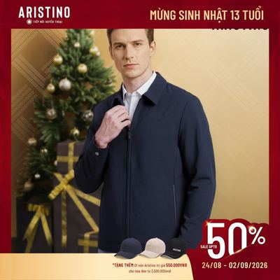 Áo Khoác 2 Lớp Nam Aristino Dáng Regular Fit Navy Cổ Bẻ Tối Giản Co Giãn Đứng Phom AJK007EDP01