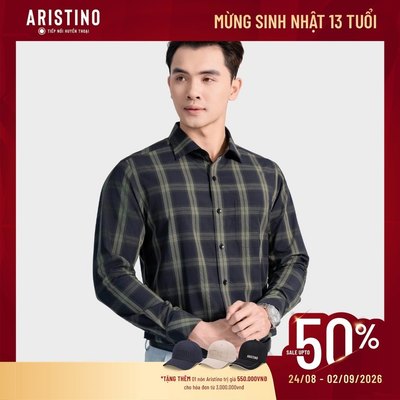 Áo Sơ Mi Nam Dài Tay Họa Tiết Kẻ Sọc Caro Aristino 49% Viscose Thoáng Mát ALS1910Z