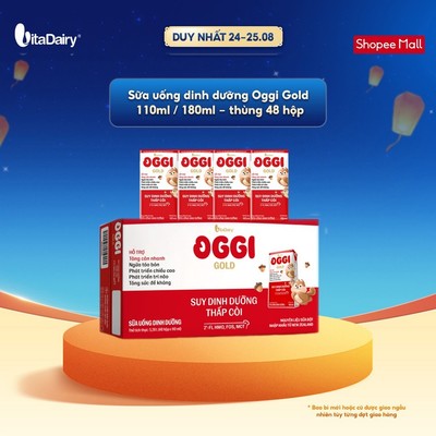 [THÙNG 48 HỘP] Sữa uống dinh dưỡng Oggi Gold giúp bé suy dinh dưỡng, thấp còi - Hộp 110ml