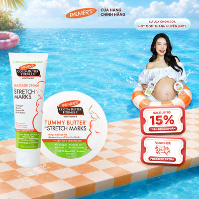 [Chính hãng] COMBO Ngăn ngừa rạn cho mẹ bầu GIỮA và CUÔI thai kỳ Palmer's (Kem rạn 125g và Bơ rạn 125g)