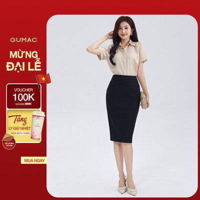 Chân Váy Bút Chì Nữ GUMAC Thun Co Giãn Form Ôm Dáng Basic Công Sở  BVE00010