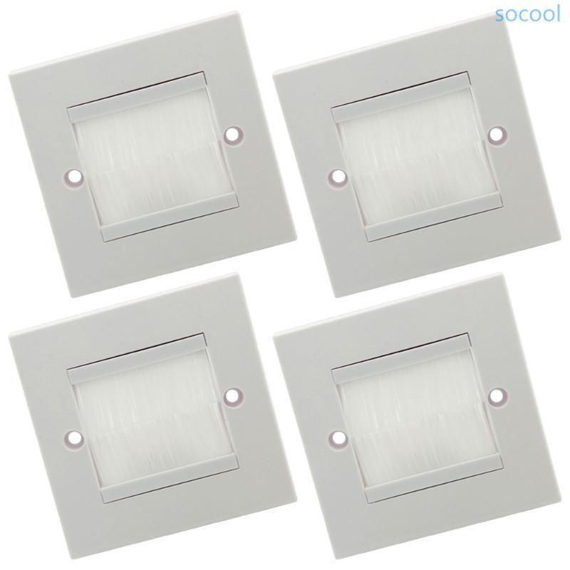 Soc * 4 Cái Single Gang Wall Outlet Cable Entry Plate Tidy Mount Wall Plate Brush Wall Plate Port In