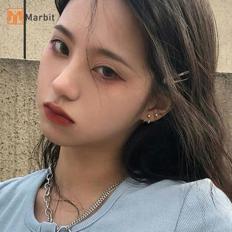 [Mar-T] Bông tai kim bạc JEWELLERY Hàn Quốc Thời trang đơn giản Bông tai hạt ánh sáng hai dòng thời 