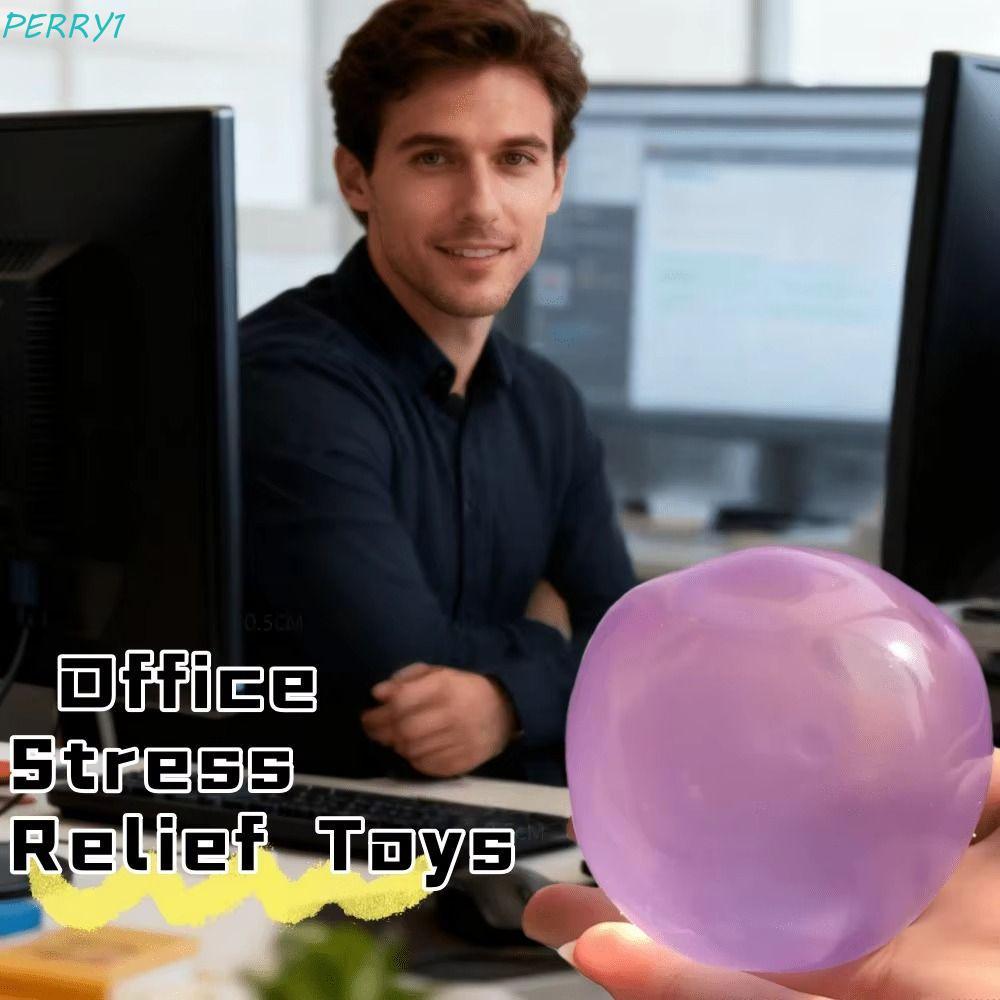 PERRY Dầu dừa Squishy Ball, Màu xanh bóng tăng chậm Đồ chơi bóp nhanh, Di động mềm trong suốt Jelly 