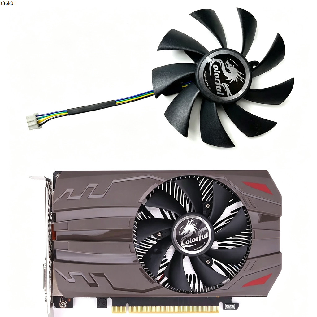 Quạt đồ họa cá mập thông minh cầu vồng GTX1050 1050ti GT630K 640 650 730 740 đầy màu sắc