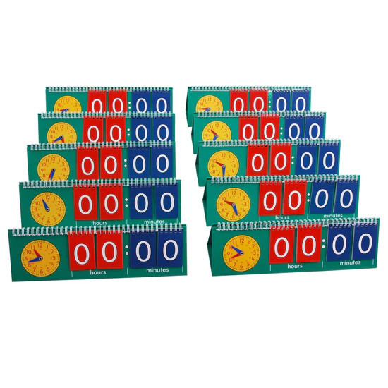 Edx Education ED25086 Tell Time Flip Chart (Student Set) (Set of 10) - Maths Manipulative Teaching A