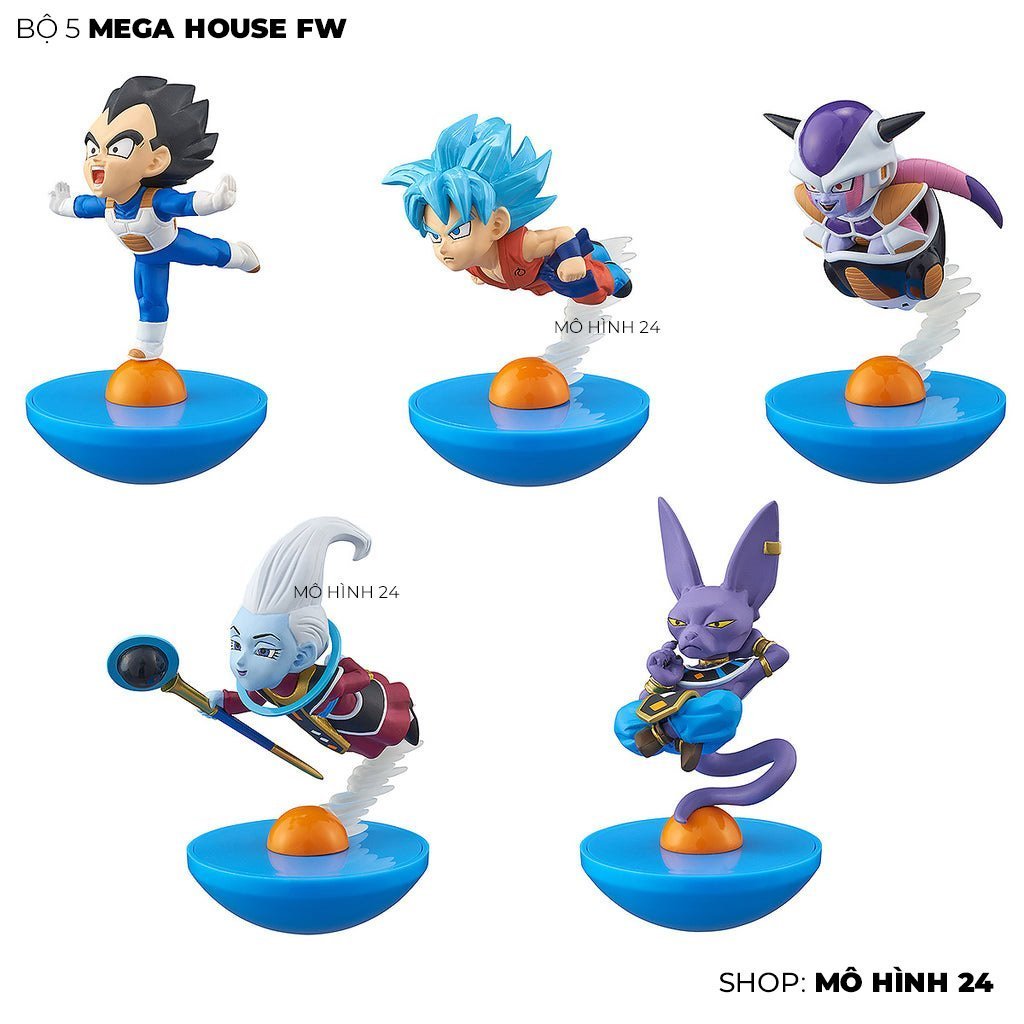 Bộ Mô hình Dragon ball Super bộ 5 Mega House FW goku blue vegeta whis beerus frieza ngồi phi thuyền 