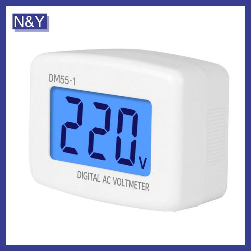 Vôn kế kỹ thuật số N & Y AC 80-300V EU US Plug DM55-1 Màn hình LCD kiểm tra điện áp Soet.