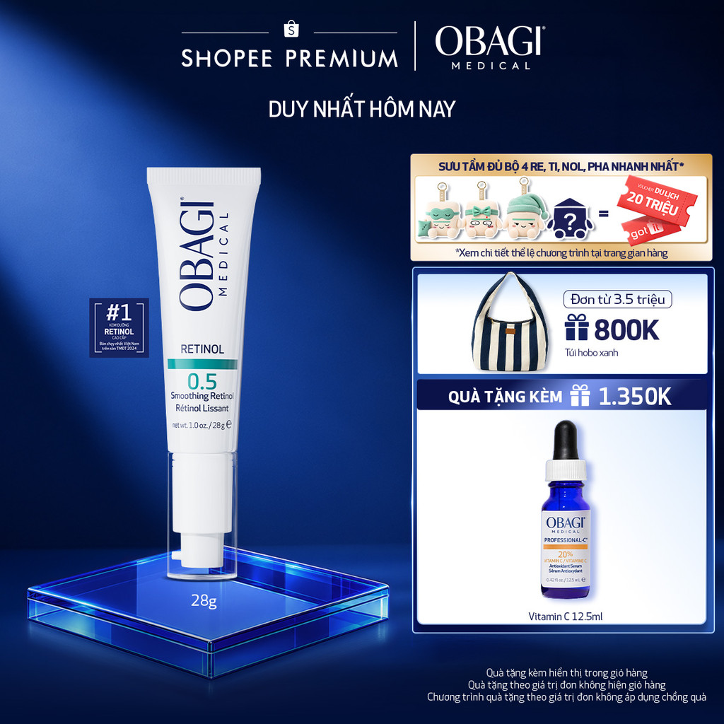 [Voucher SVIP 20%] Kem Dưỡng Làm Mờ Nếp Nhăn & Làm Đều Màu Da Obagi Retinol 0.5 (28g)