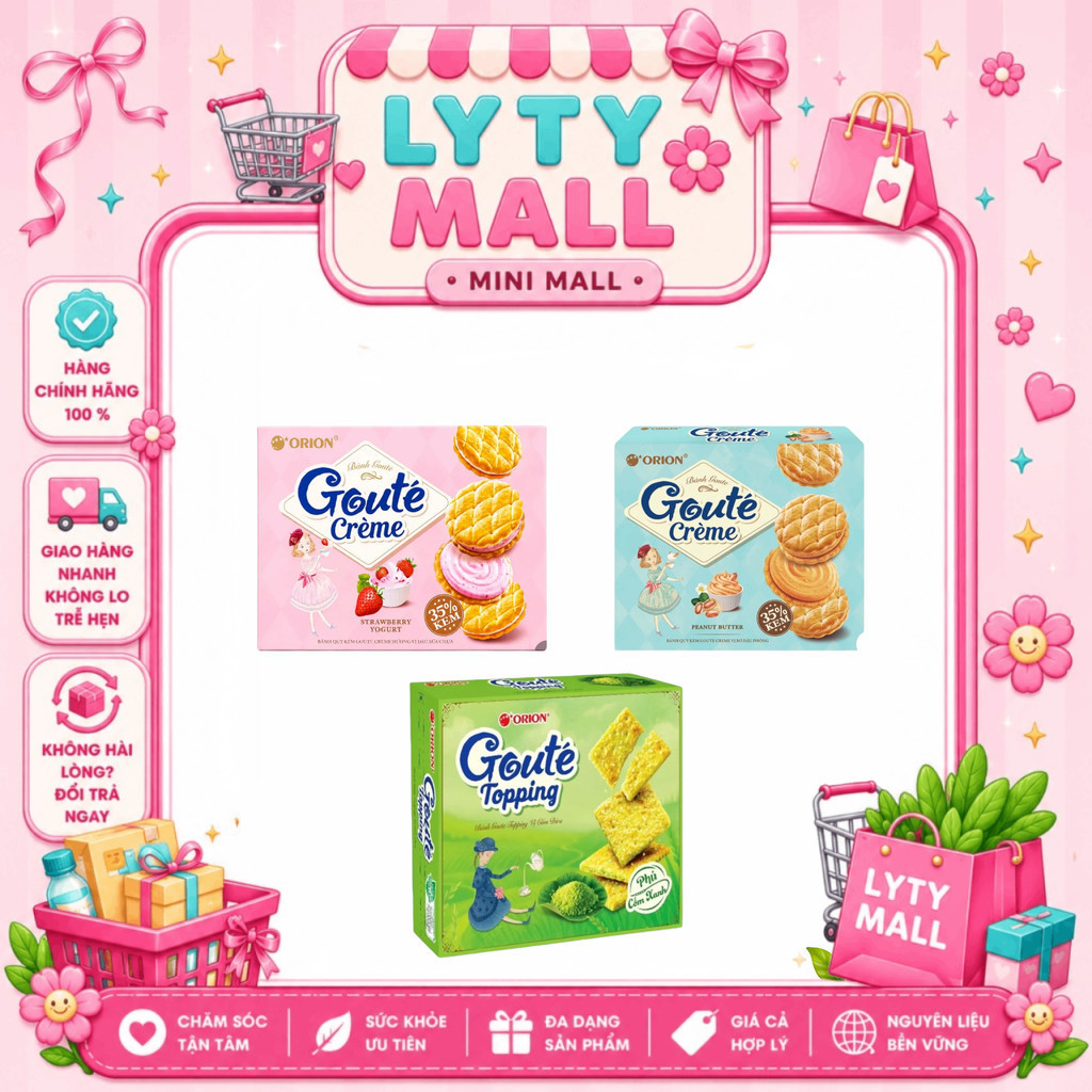 Bánh Quy Kem Goute Creme Orion 40g Nhiều Vị | Dâu Sữa Chua - Bơ Đậu Phộng - Matcha | Bánh Ăn Vặt Ori