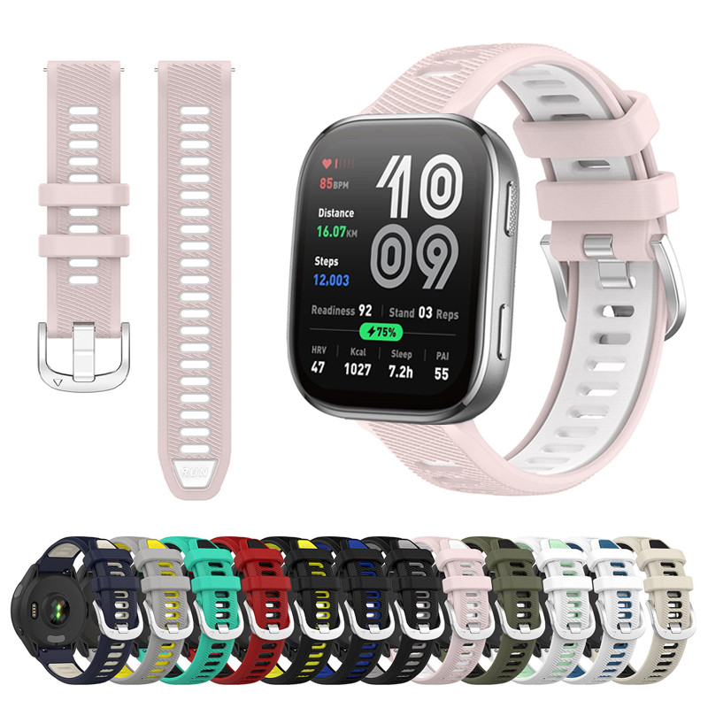 Dây đeo thay thế silicon tông màu kép có thể tháo rời cho Huami Amazfit Active3 Premium Bip 6 5pro 3