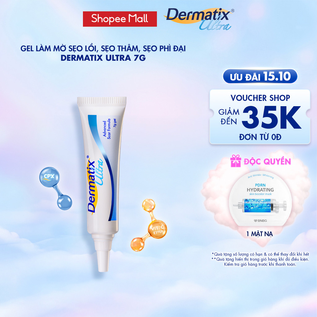 Gel Mờ Sẹo Dermatix Ultra 7g làm phẳng, mềm, mờ sẹo thâm