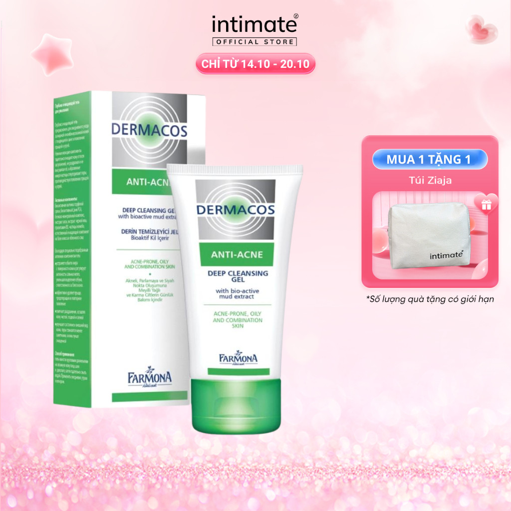 Sữa Rửa Mặt Farmona Giúp Loại Bỏ Mọi Bụi Bẩn Lượng Dầu Dư Thừa Trên Da Dermacos Anti-Acne Deep Cleansing Gel 150ML