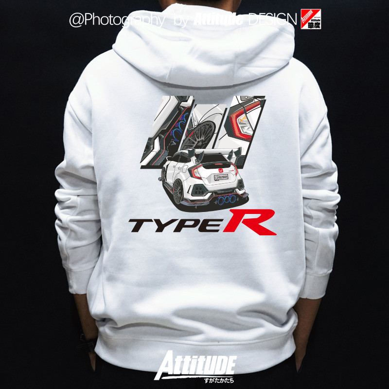 Bán áo nỉ có mũ trùm đầu JDM Inspired cho Civic FK8 Type R, chất liệu cotton rộng rãi, màu đỏ