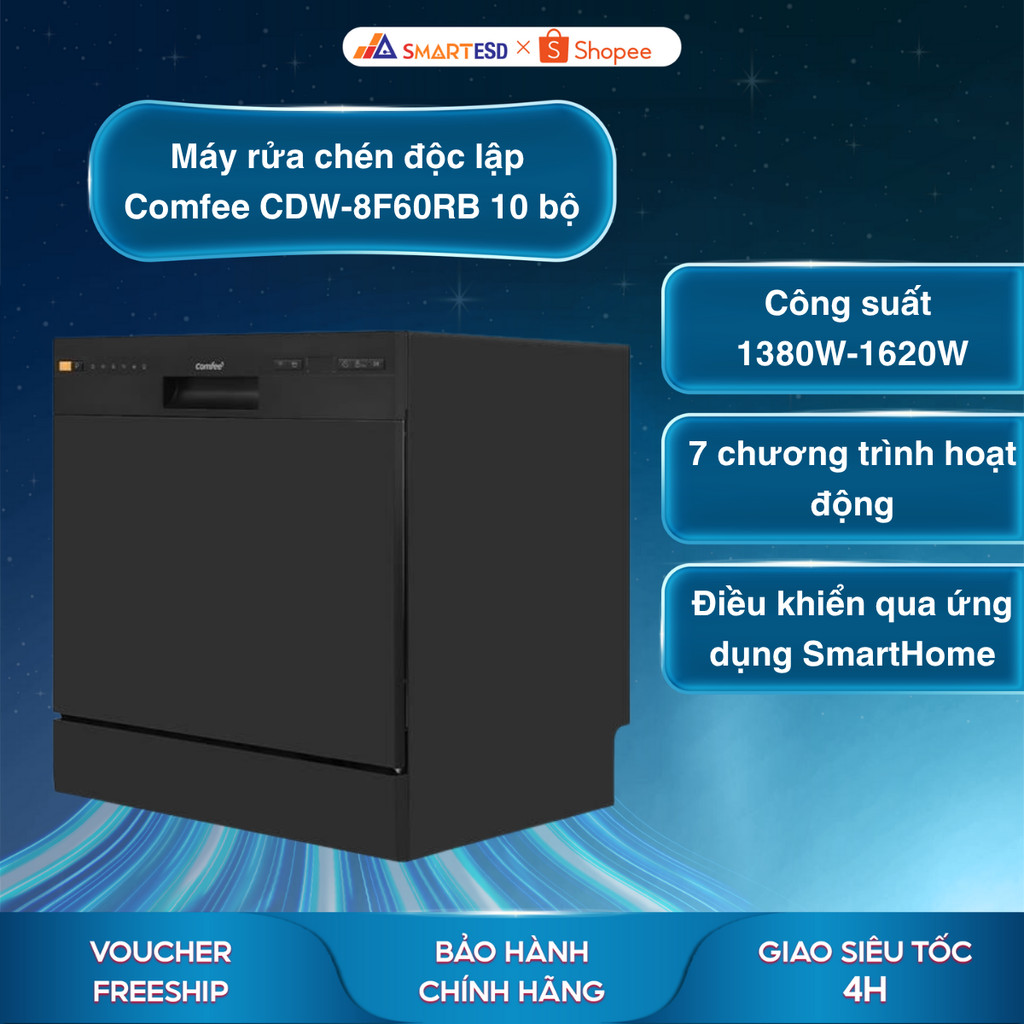 Máy rửa chén độc lập Comfee​ CDW-8F60RB 10 bộ - Bảo hành chính hãng 24 tháng