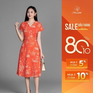 Đầm xoè tay chờm nữ tính HeraDG thiết kế 2 lớp tôn dáng, hoạ tiết thanh lịch, chất liệu lụa cao cấp -  SDCBC3015