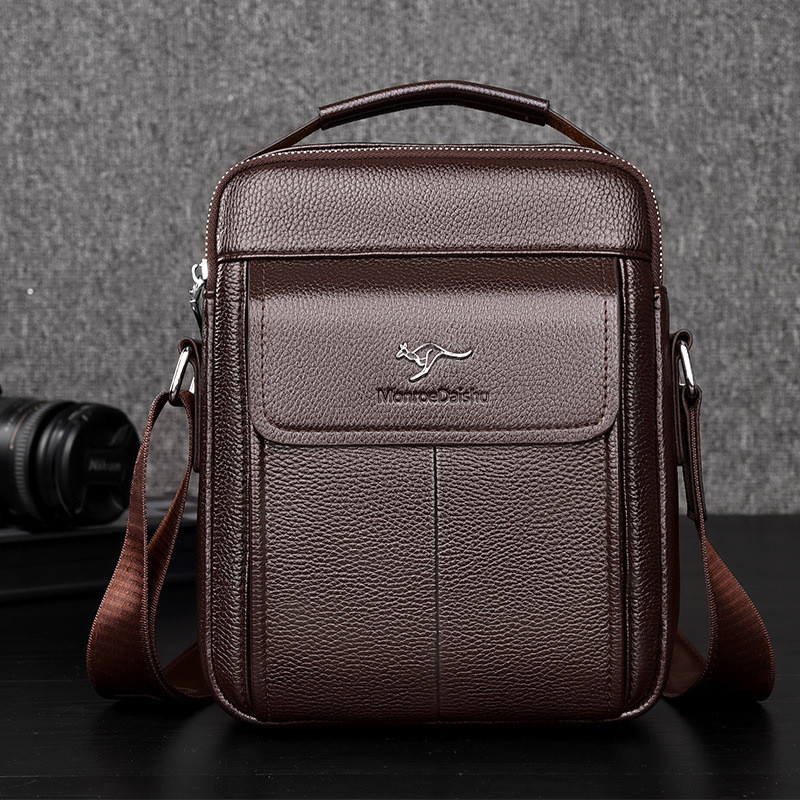 New men's shoulder crossbody bag, men's leather bag, business large-capacity handbag, men's leather 