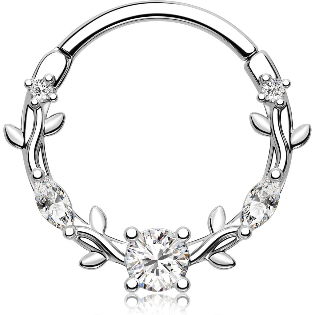 Melighting Septum Ring 16G Vine Septum Trang sức Thép không gỉ 316L Septum Piercing Daith Trang sức 