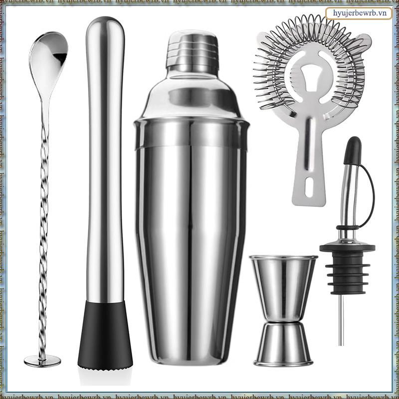 Bộ bình lắc Cocktail Bộ dụng cụ pha chế Jigger Muỗng trộn Đổ vòi Bộ pha chế 24oz Bộ lọc bình lắc Mud