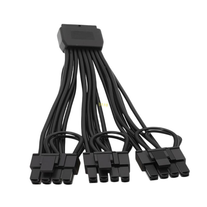 Btsg GPU Cáp Nguồn 16 Pin Đến 3 x 8 Pin Thẻ Video Cáp PVC Đen 18AWG 17 5 cm Cho Máy Tính Để Bàn Xây 