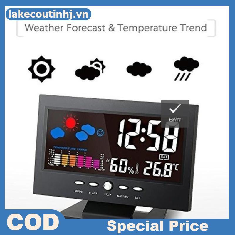 Lu LCD Màn hình màu kỹ thuật số Balight Báo động báo động Clo Trạm dự báo thời tiết Thai