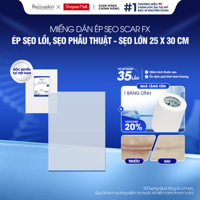 [25x30cm] Miếng Dán Sẹo Lồi Rejuvaskin Scar FX - Ngăn Ngừa & Ép Sẹo Phì Đại, Sẹo Phẫu Thuật Cỡ Lớn