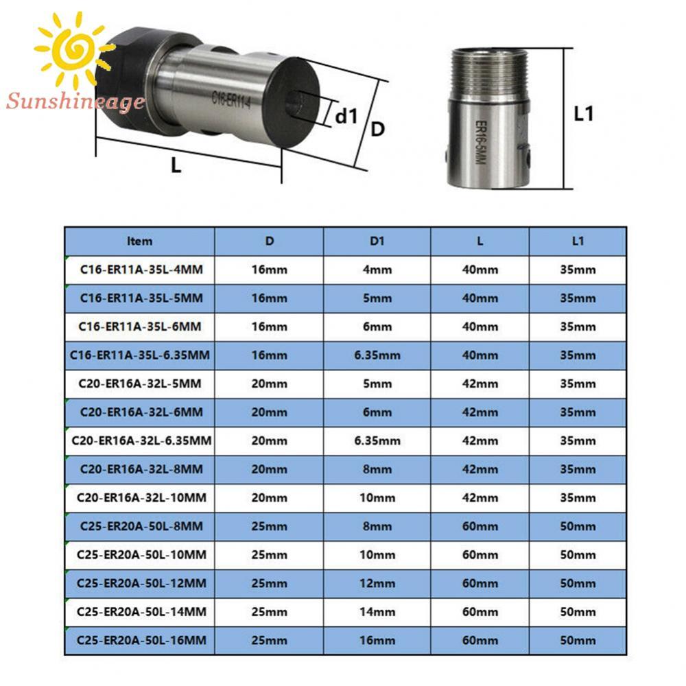 Động Cơ Trục Collet Thép Dụng Cụ Giá Đỡ A 5-16mm Chuck ER11 ER20A Thanh Mở Rộng