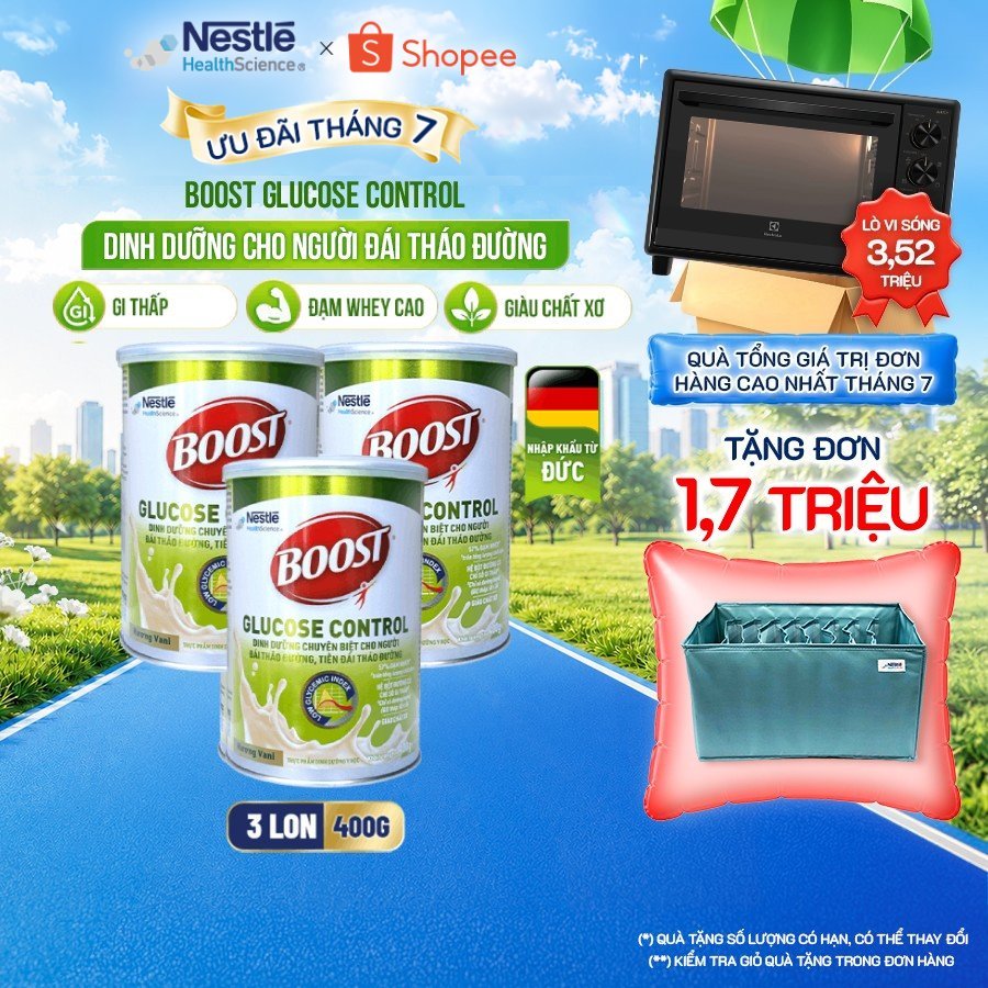 [MỚI] Bộ 3 Sữa Bột NESTLÉ BOOST GLUCOSE CONTROL Đức Bổ Sung Dinh Dưỡng Người Tiểu Đường 400G