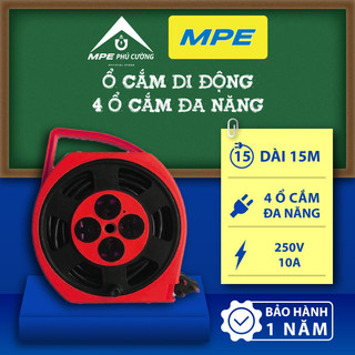 (CHÍNH HÃNG) MPE - Ổ cắm di động 4 ổ cắm đơn đa năng dây dài 10m - 15m an toàn Chính hãng MPE Phú Cường