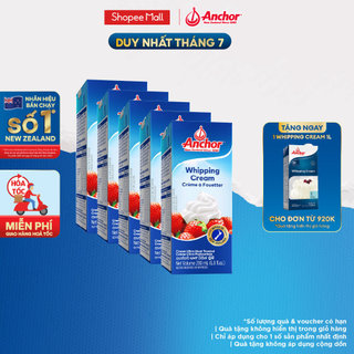 Combo 5 Kem sữa tươi tiệt trùng Anchor Whipping cream hộp 200ml