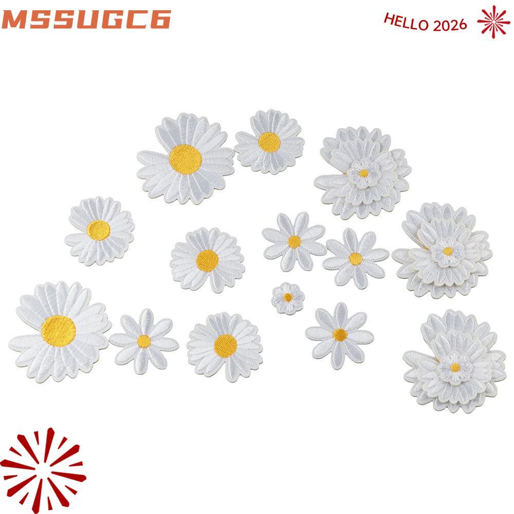 MSSUGC6 Daisy Flower Patch, White Iron on, Clothing Patches Áo thun