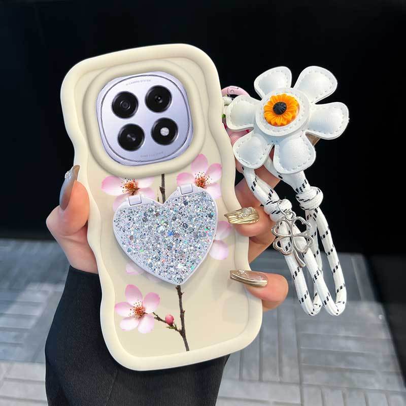 3 chiếc (Vỏ điện thoại hoa đào đẹp + Dây buộc hoa + Chân đế) Ốp điện thoại cho Oppo F29 / F29 Pro / 
