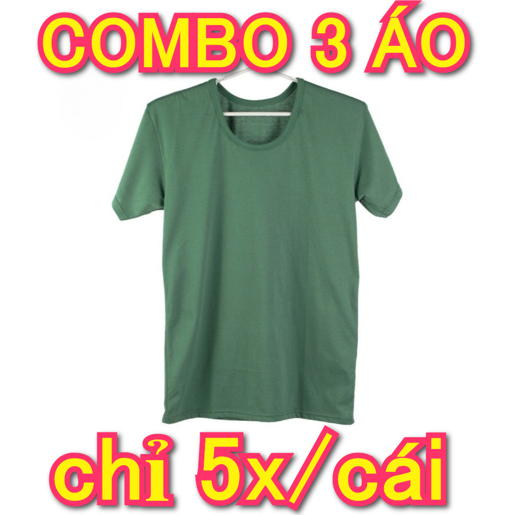 Combo 3 Áo cộc tay màu xanh dệt kim cổ tròn công ty cổ phần 26 AT2