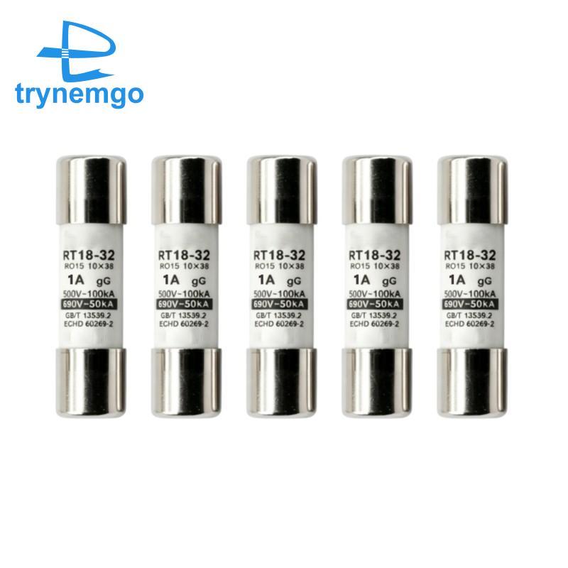 Cầu chì hình trụ 1A 5 chiếc-10x38mm-Fuse 100kA Khả năng vỡ cao- Lý tưởng cho các ứng dụng ô tô công 