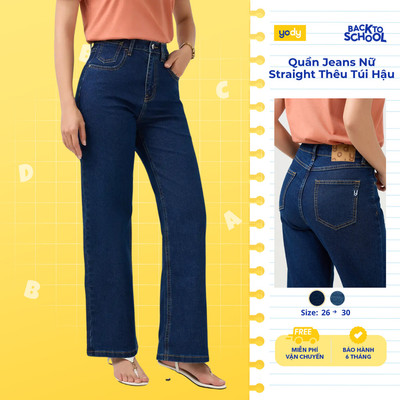 [BST Comfort Me-We] Quần jeans nữ Yody dáng straight thêu túi hậu cá tính hiện đại TRA- WCJE26A003