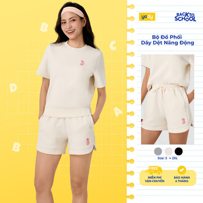 Bộ Đồ Nữ YODY set áo thun bo gấu quần short lưng chun có dây rút thoải mái WCST26S020