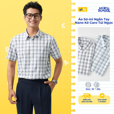 Áo Sơmi Ngắn Tay Nam YODY Vải Nano Kẻ Caro Túi Ngực MOSS25A001
