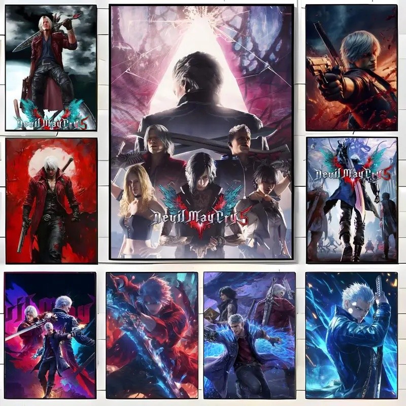 MXCK Game D-Devil May Cry5 Poster Tự Dính Nghệ Thuật Chống Thấm Nước Giấy Dán Nhà Cà Phê Thanh Phòng