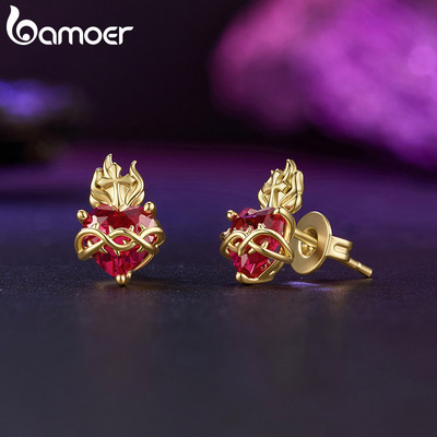 Bông tai Bamoer Bông tai hình trái tim thiêng liêng Quà tặng cho nữ