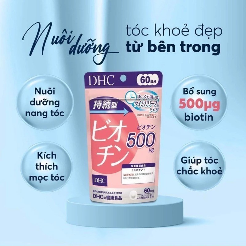 Viên Uống DHC Sustained Release Biotin (60 Ngày) - Viên Uống Biotin Hỗ Trợ Giúp Moc Tóc