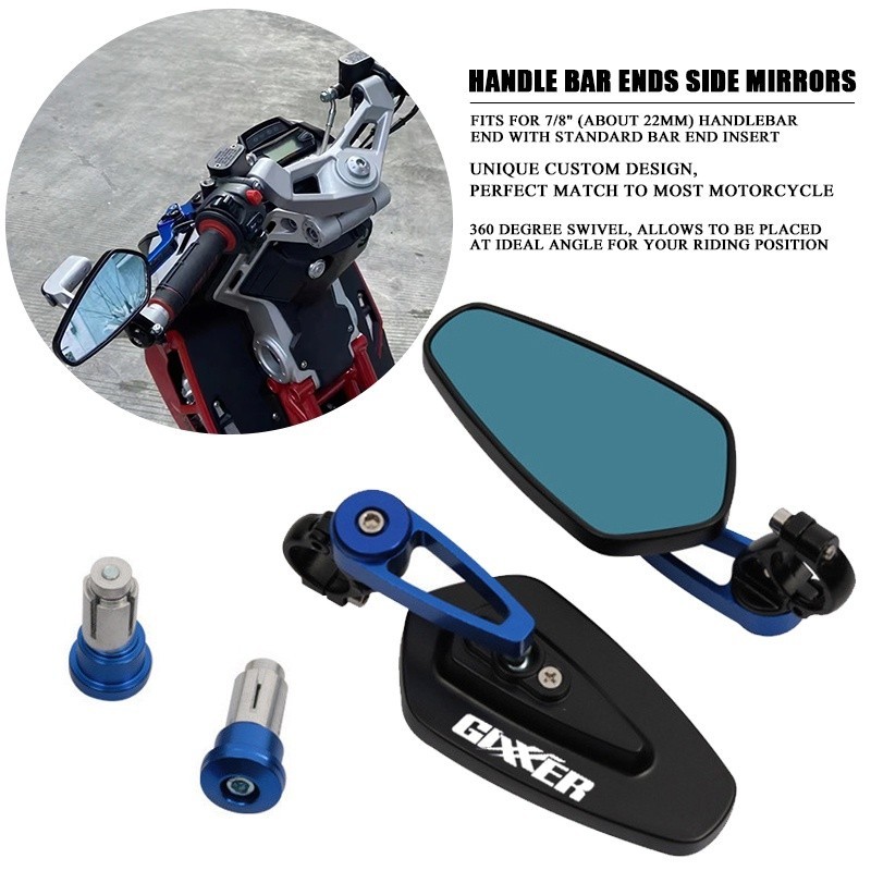 7 / 8 "22MM Tay Lái Xe Máy Cuối Gương Chiếu Hậu Cho Suzuki GIXXER 250 SF GIXXER 150 125 SF250 2020-2