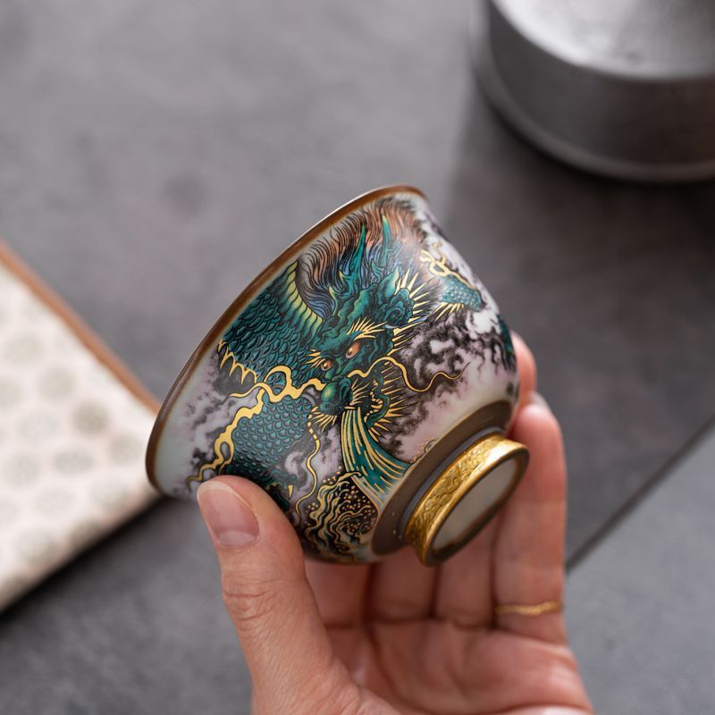 999 Gilt Handmade Gilt Ink Nhiều Màu Sắc Qinglong Master Phác Thảo Chuyên Dụng Gốm Trà Cốc Master Cu