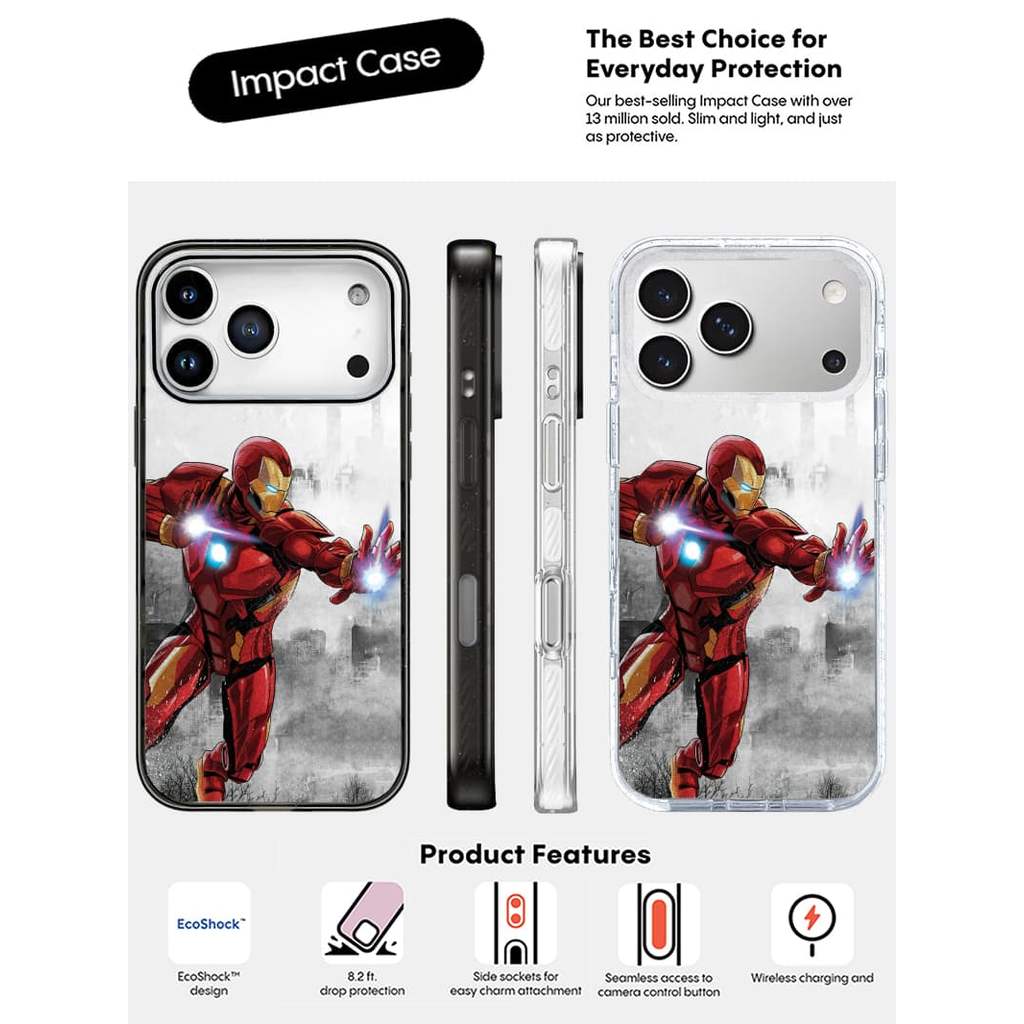 Iron Man VS Ốp Lưng Cạnh Đen Trong Suốt Cứng Hút Từ Tính Tác Động Dành Cho Apple IPhone 14 15 16 17 