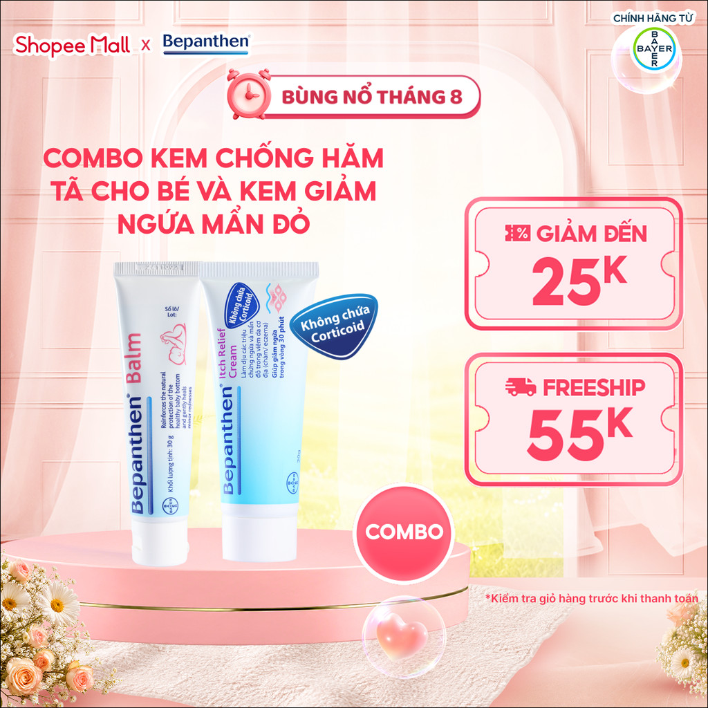 Combo Kem Chống Hăm BEPANTHEN Balm Dạng Kem Mỡ Tuýp 30G và Kem Giảm Ngứa BEPANTHEN Itch Relief Cream