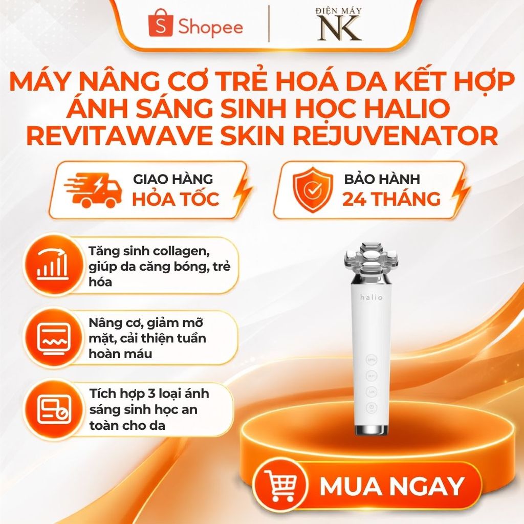 Máy nâng cơ giảm mỡ mặt & trẻ hoá da kết hợp ánh sáng sinh học Halio RevitaWave Skin Rejuvenator