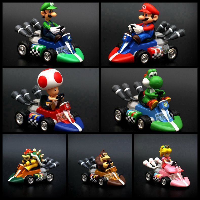 SuperMario Super Mario Mario Búp Bê Búp Bê Kéo Lại Xe Kart Hình Đồ Chơi Mô Hình Trang Trí