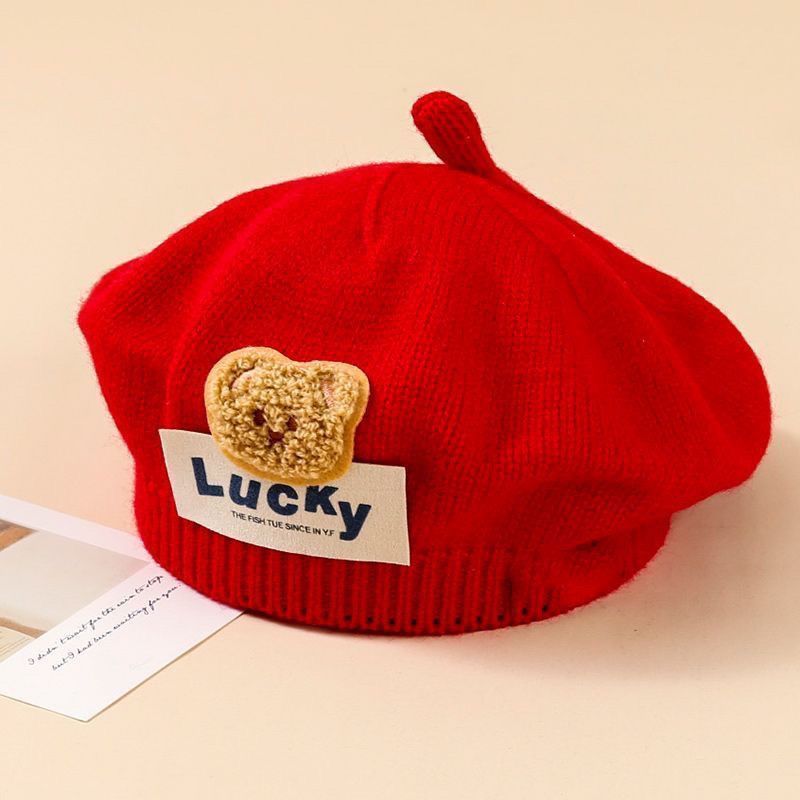 Tập Đi Beret March-3 Tuổi Mùa Đông Dệt Kim Ấm Áp Nam Nữ Bé Đi Chơi Hoạt Hình Gấu Bí Ngô Mũ Phong Các