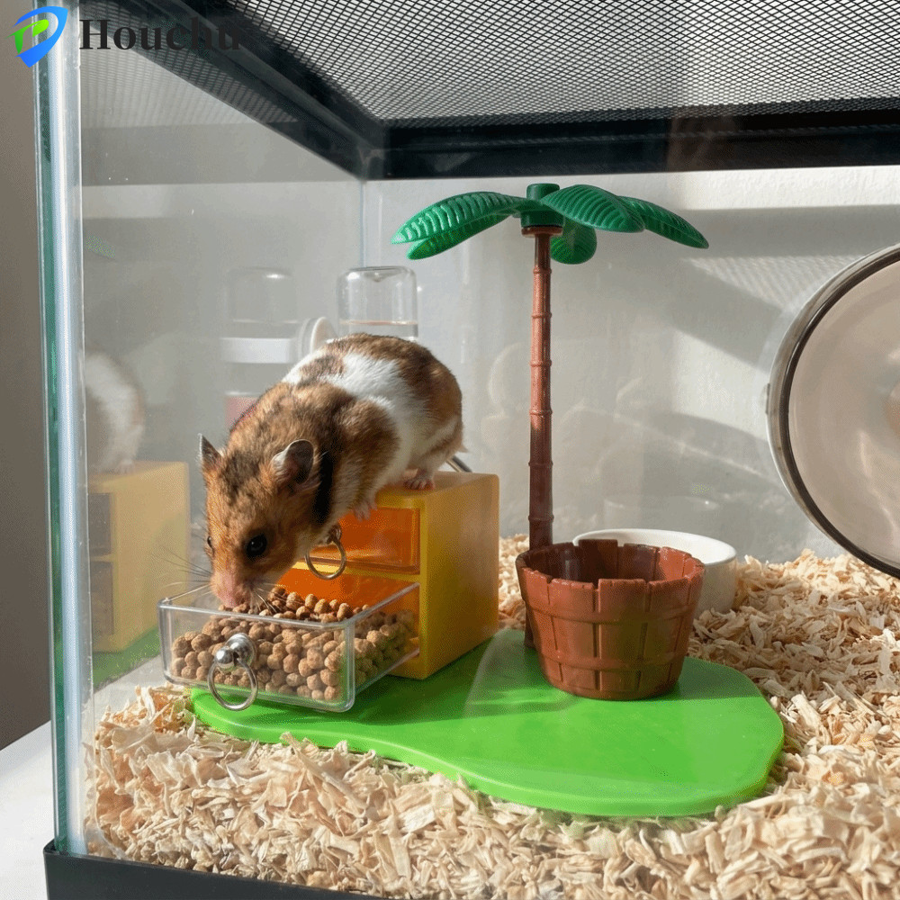 HOUCHU Hamster Đồ chơi tìm kiếm thức ăn, Hộp đựng thức ăn cho Hamster chống mài mòn có thể tháo rời,